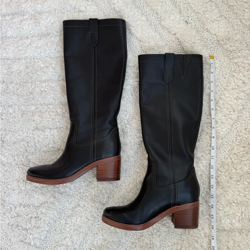 Nine West Black Leather Knee-High Boots